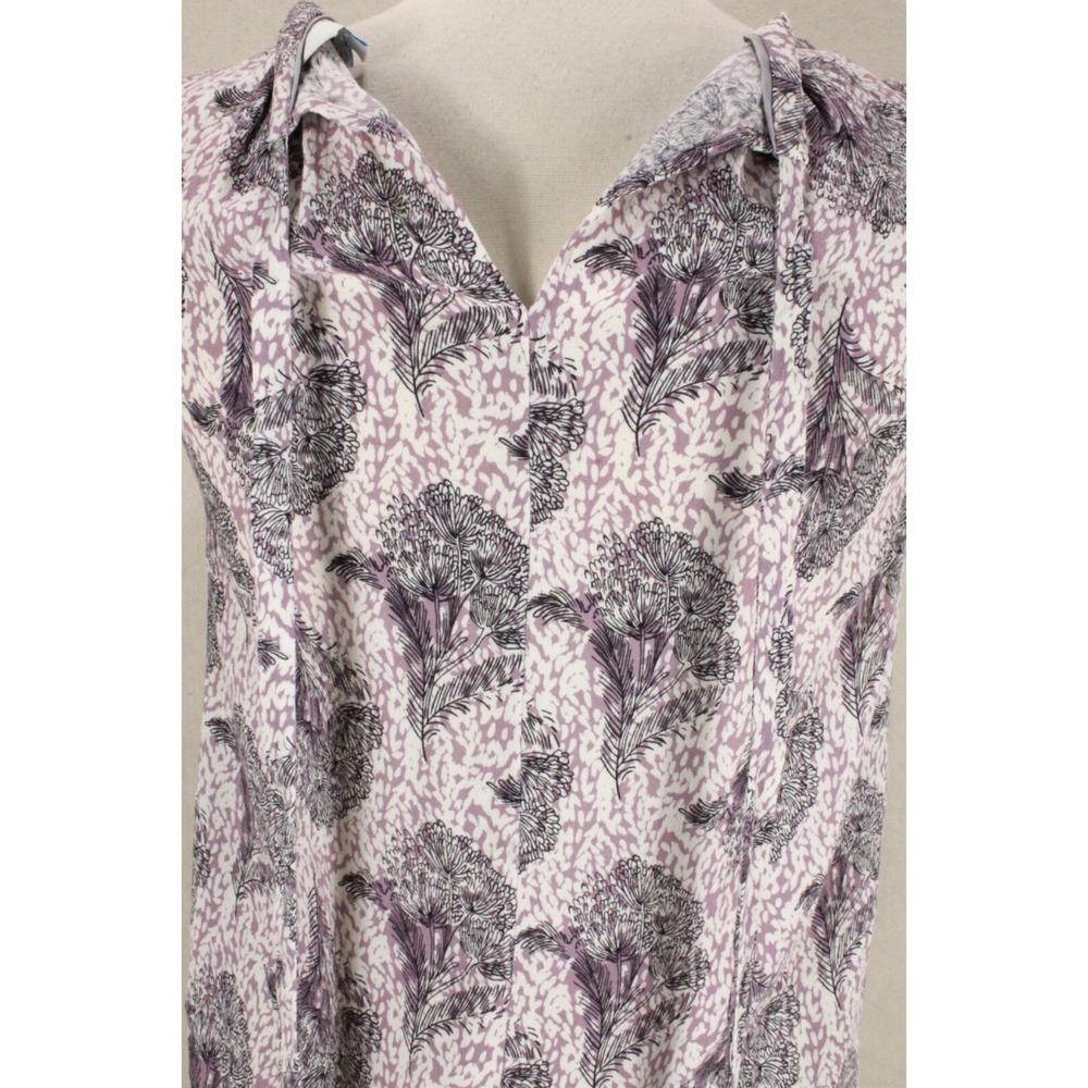 BODEN Crepe Tank Top size US 4 UK 8 Purple Floral Pleat Keyhole Tied - Picture 11 of 16